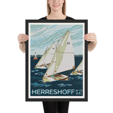 Herreshoff 12 sailing poster print framed nautical wall art