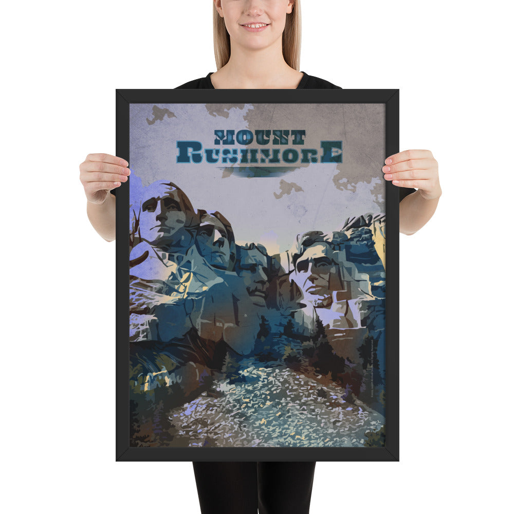 Mount Rushmore wall art poster print framed in black border