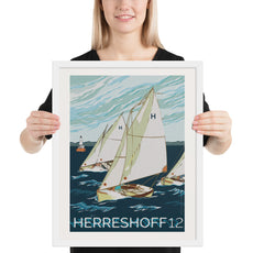 Coastal yacht club wall art – Herreshoff 12 sailing poster