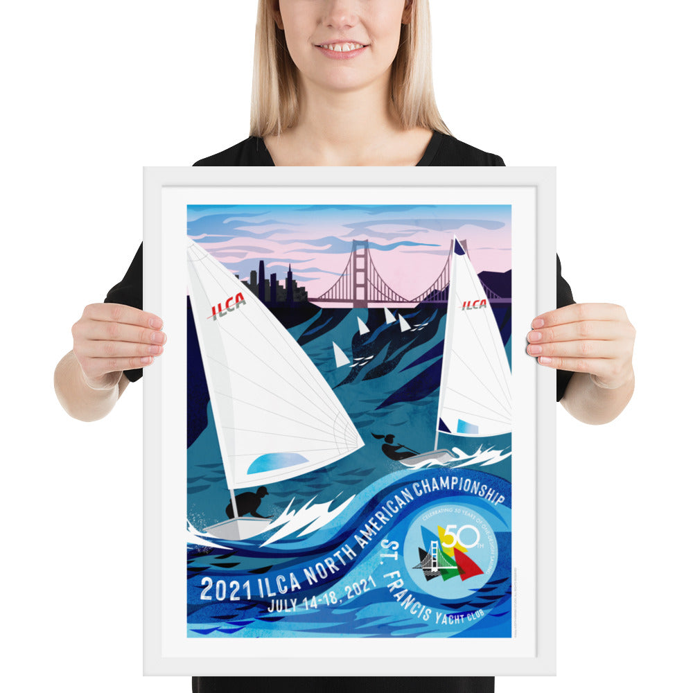Framed ILCA sailing event poster print 