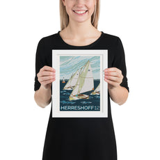 Nautical sailing poster print – Herreshoff 12 yacht design