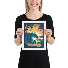 Ocean wave wall art – Bonzai Pipeline surfing poster print